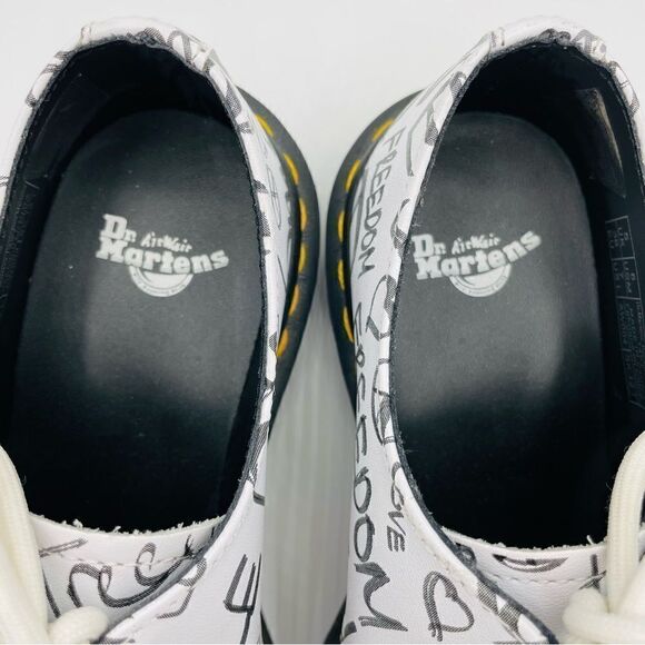 Dr. Martens White Peace Love Freedom 1461 6 Eye Oxford Shoes - Picture 4 of 6